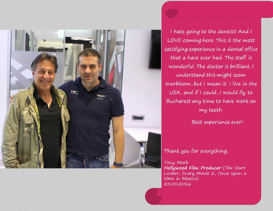 Tony Mark, Hollywood movies producer Testimonial